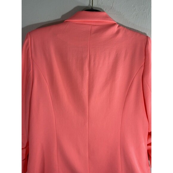 Skies Are Blue Vivid Peachy Orange Medium Lined Open Woman’s Coquette Blazer - Picture 6 of 12